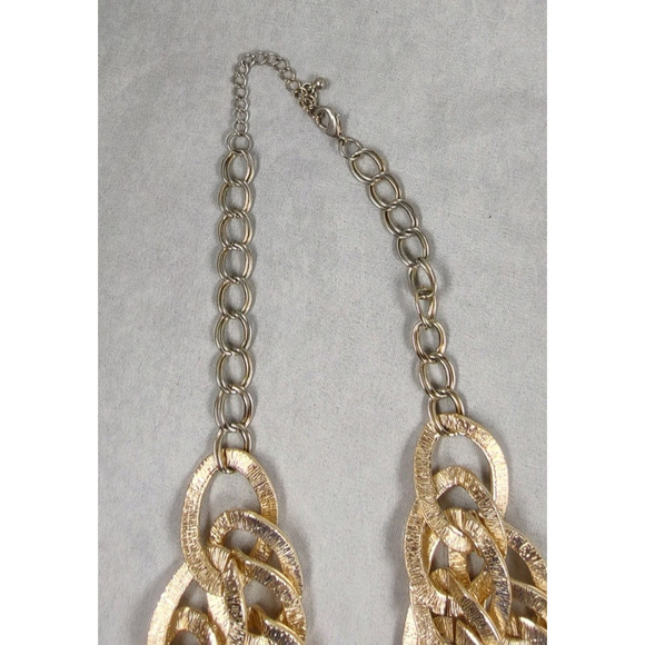Large Double Link Chain Short Necklace Adjustable Costume Statement Piece Dressy - Picture 4 of 5